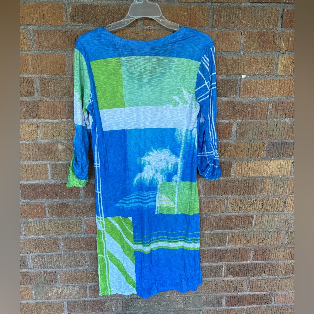 David Cline Women's Dress Palm Tree Abstract Artsy Short Sleeve Size L NWT - Picture 5 of 6